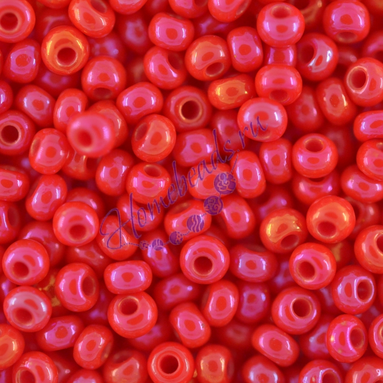 Бисер Чехия, керамический радужный, красный, 94170