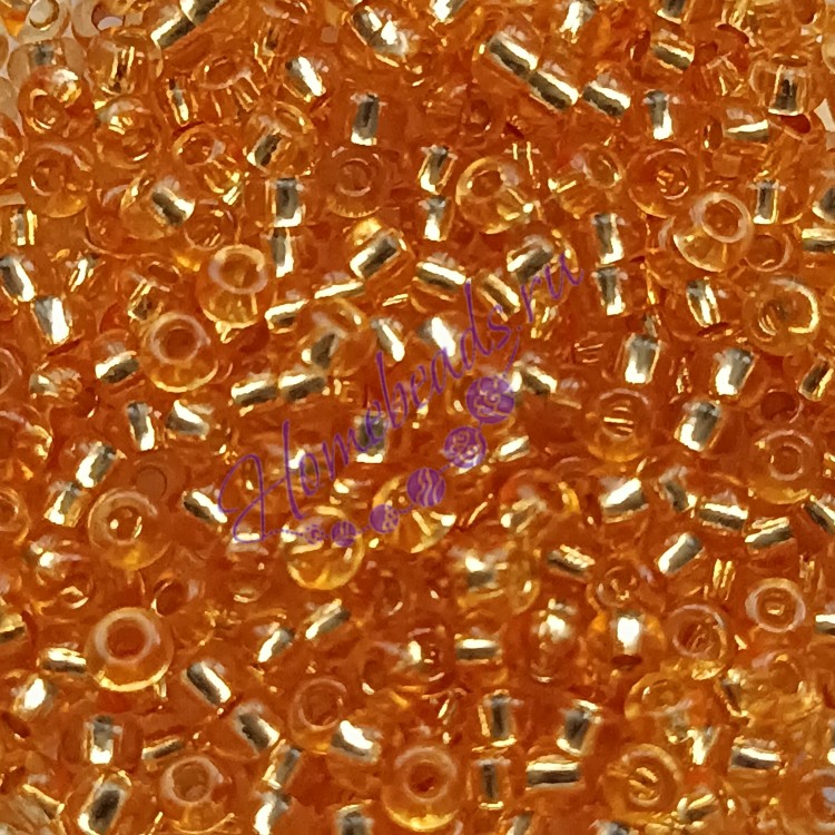 Бисер Чехия PRECIOSA, 78683, сольгель с серебряной линией, оранжевый