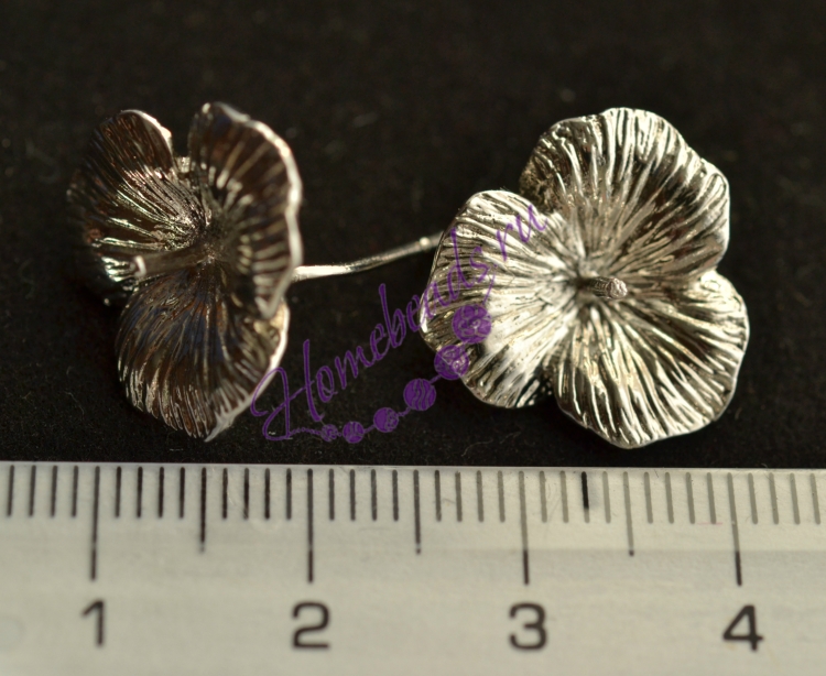 Основы для серег-гвоздиков (пусеты) цветок, цвет: серебро, 2130232