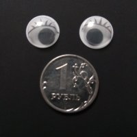 Глазки бегающие с ресничками (круг) 12 мм, 2 шт, прозрачные
