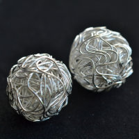 Бусины металлические плетеные "Волна" 18 мм, 2 шт,  серебро