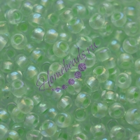 Бисер Чехия, прозрачный с прокрасом, радужный, светло-зеленый, 58552
