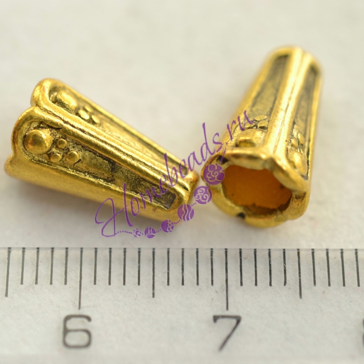 Конус 13*7 мм(5 мм внутр), цвет: золото