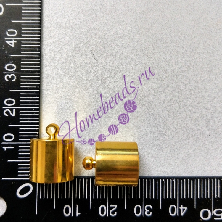 Концевики клеевые с петелькой 15*12 мм, цвет: золото, 2 шт
