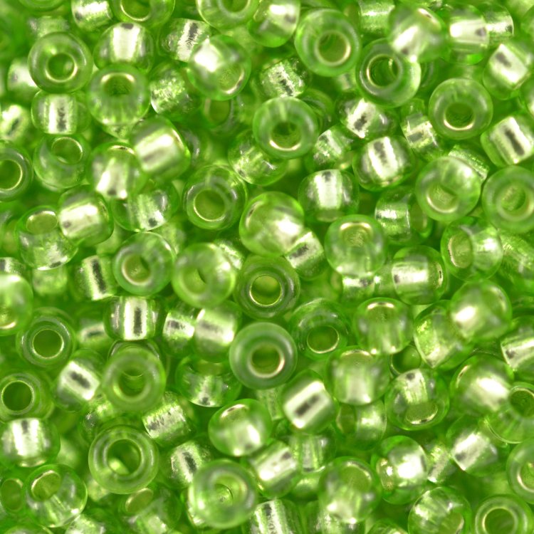 Бисер Glace (2118), прозрачный с посеребренным отверстием, зеленый