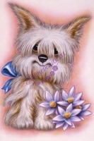 Алмазная живопись «Пес с цветами» 25х23 см