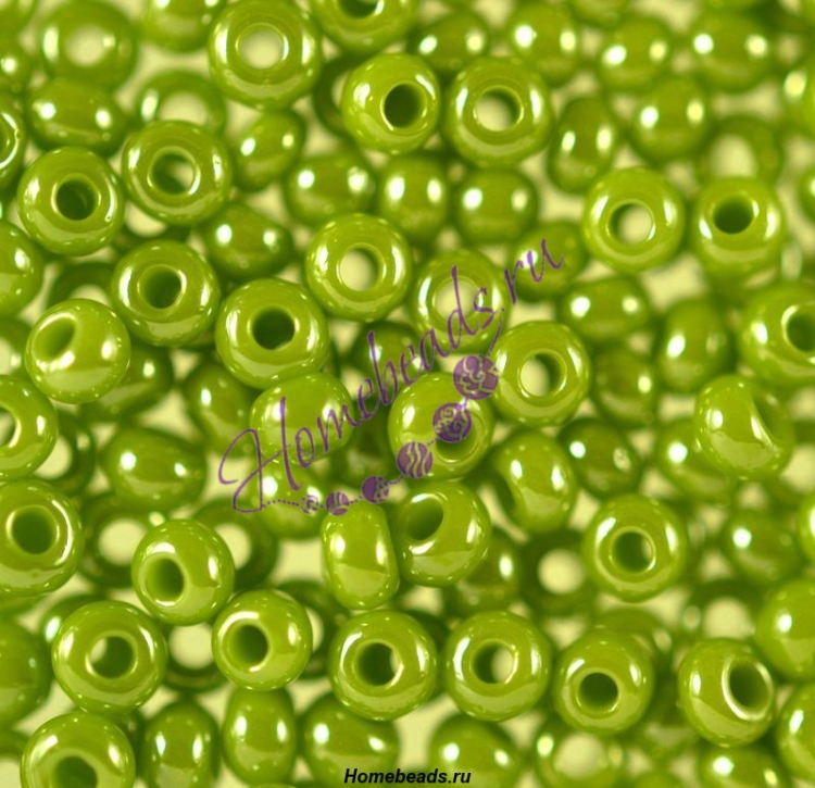 Бисер Чехия, керамический блестящий, зеленый, 58430