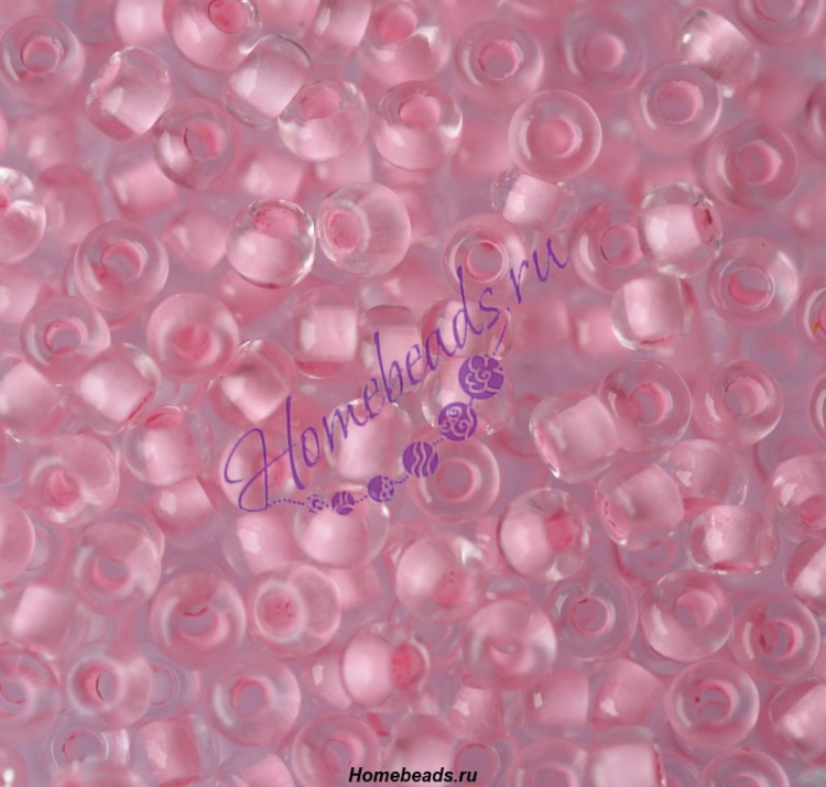 Бисер Чехия, прозрачный с прокрасом, розовый, 38394