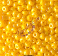 Бисер Чехия, керамический радужный, желтый, 84130