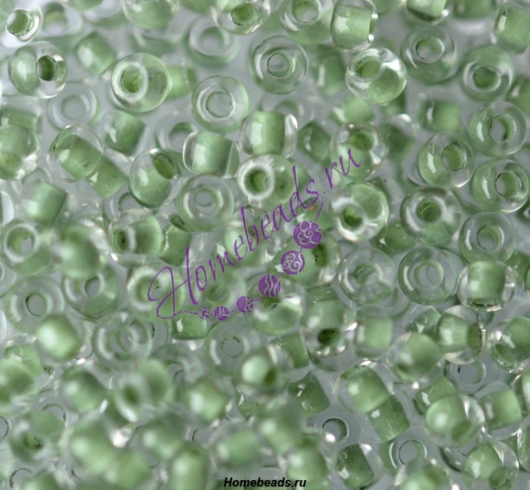 Бисер Чехия, прозрачный с прокрасом, зеленый, 38359