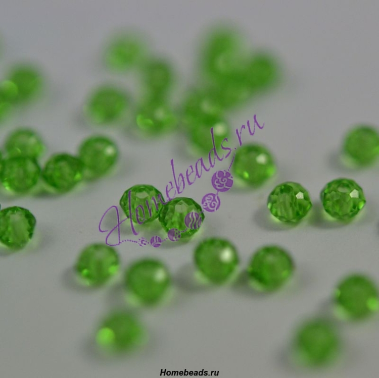 Стеклянные граненые бусины "Рондель" 3*2 мм зеленый 455551