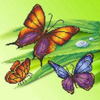Г-140, Трио бабочек, рисунок на габардине для вышивания бисером