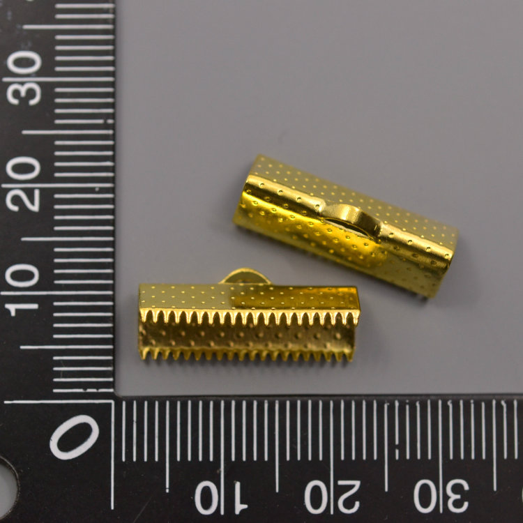 Зажимной концевик для лент, золото, 20х6 мм.