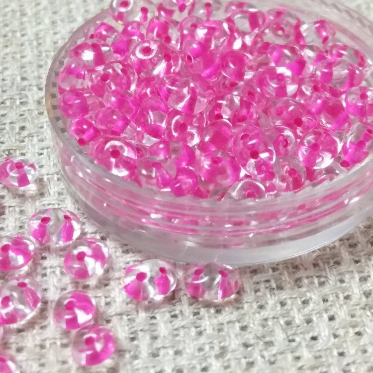 Бусины SUPERDUO, MATUBO (ЧЕХИЯ), 10 г, 2.5 мм x 5мм, Crystal Pink-Lined - 00030-44877