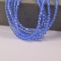 "Биконус" граненые стеклянные бусины на нити, светло-синий