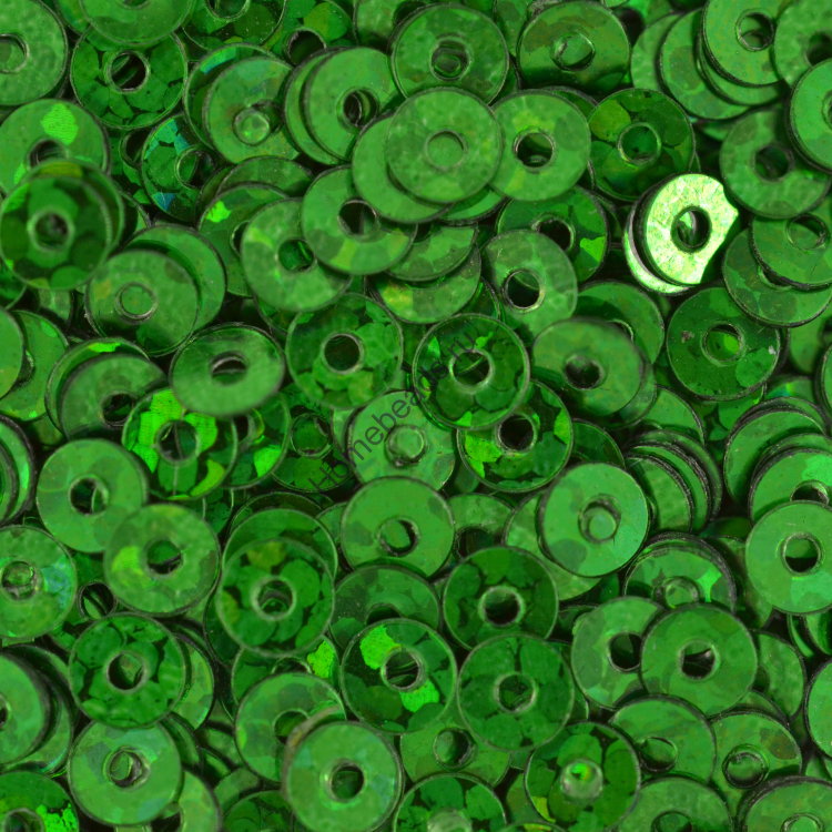 Пайетки плоские, 3 мм, зеленый, голограмма