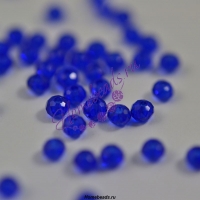 Стеклянные граненые бусины "Рондель" 3*2 мм синий 455556