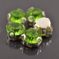 Стразы пришивные в оправе Round Stones, 8 мм (SS40), светло-зеленый, 5 шт
