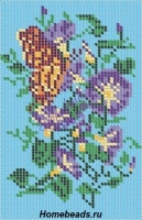 Схема для полной вышивки бисером на габардине «Вьюнок и бабочка»