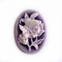 Кабошон акриловый "Лилии с бабочкой", 18*24 мм, фиолетовый
