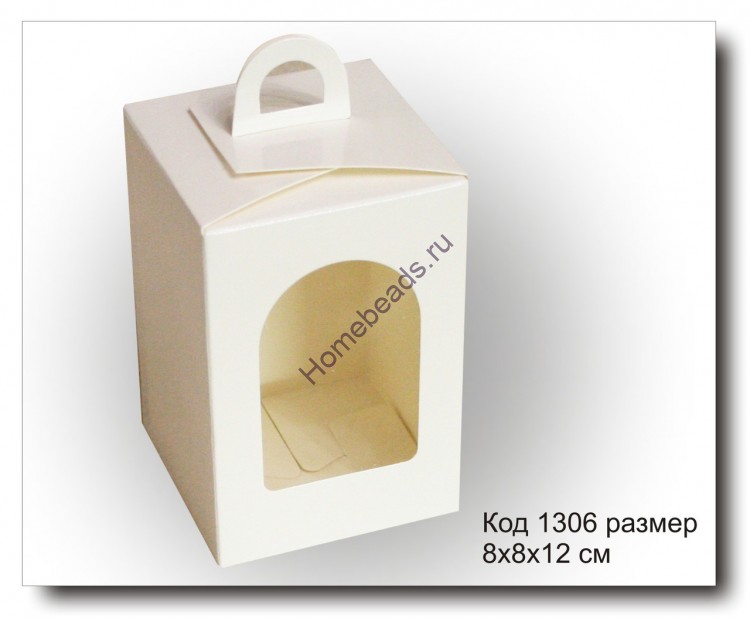 Коробочка вертикальная с окошком К-1306 размер 8х8х12 см.