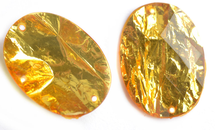 Стразы пришивные "Фольга" овальные, 18*25 мм, золото