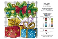 162016. Открытка-схема для вышивки PANNA "Новогодние подарки" 10*14 см