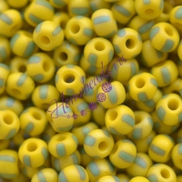 Бисер Чехия, керамика матовая, желтый с голубыми полосками, 84520м