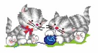 "Два котенка с клубком" Набор для вышивания крестиком на канве с нанесенным рисунком-схемой