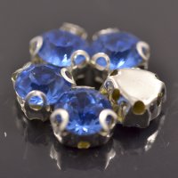 Стразы пришивные в оправе Round Stones, 8 мм (SS40), синий, 5 шт