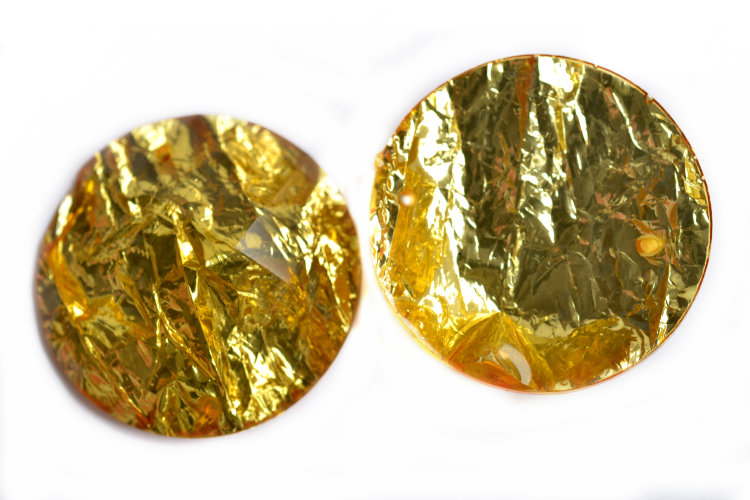 Стразы пришивные "Фольга" круглые, 30 мм, золото