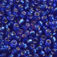 Бисер Glace (А-28), прозрачный с посеребренным отверстием, синий
