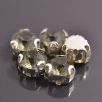 Стразы пришивные в оправе Round Stones, 6.5 мм (SS30), серый, 5 шт