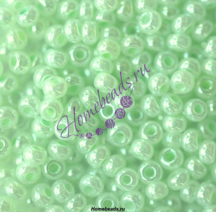 Бисер Чехия, жемчужный, зеленый, 37152