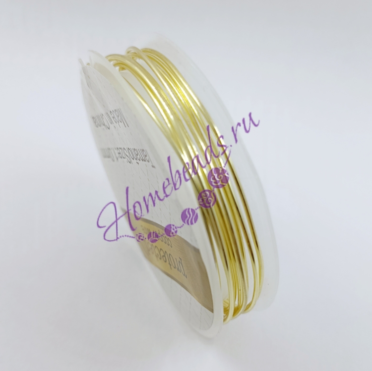Ювелирная медная проволока для рукоделия, 1.0 мм, 1,5 метра, цвет: светлое золото