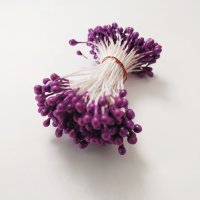 Тычинки глянцевые двухсторонние 3 мм, цвет: фиолетовый, 60 шт