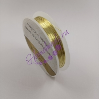 Ювелирная медная проволока для рукоделия, 0.4 мм, 10 метров, цвет: светлое золото