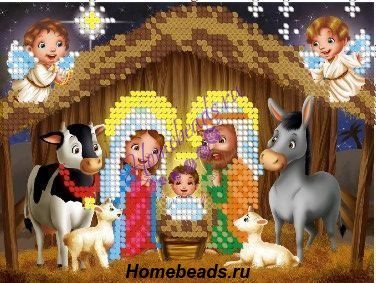 Подарочная вышивка с ангелочками на Рождество Христово