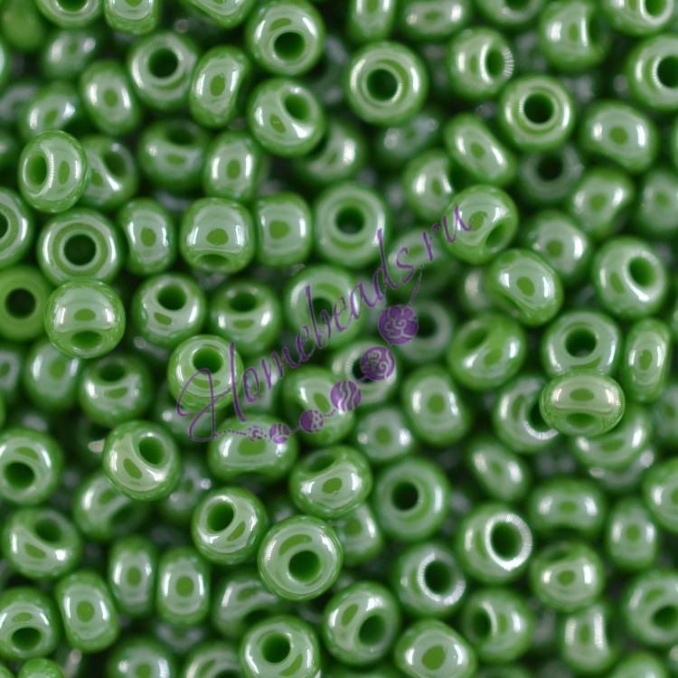 Бисер Чехия, керамический блестящий, зеленый, 58250