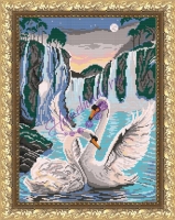 Рисунок на ткани Лебеди у водопада 28х38 см