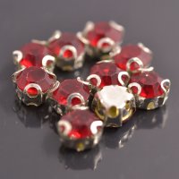 Стразы пришивные в оправе Round Stones, 5 мм (SS20), темно-красный, 10 шт