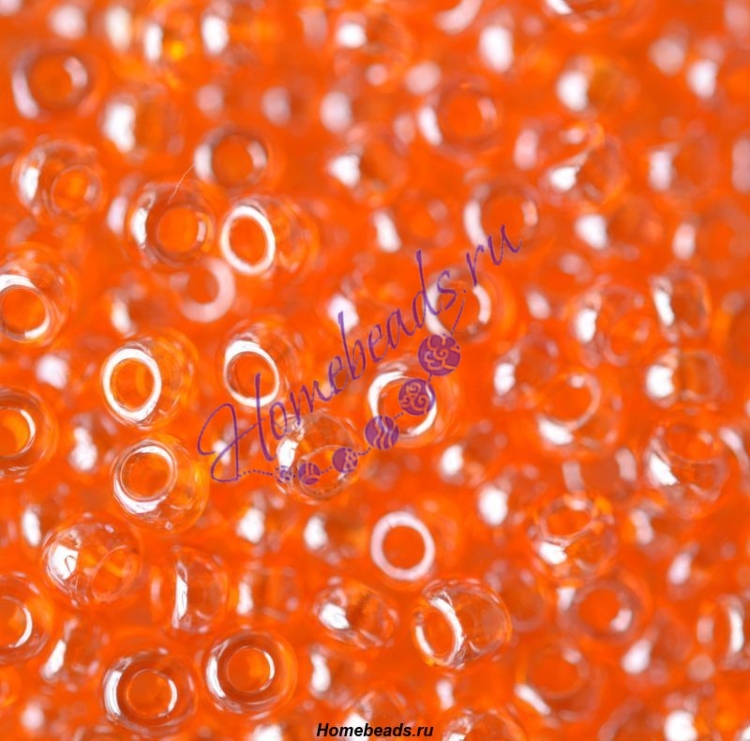 Бисер Чехия, прозрачный блестящий, оранжевый, 96000