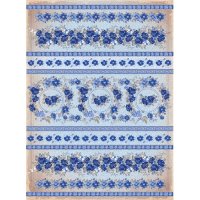 Рисовая бумага для декупажа, А4, 25г/м, "Синие цветы полоски"