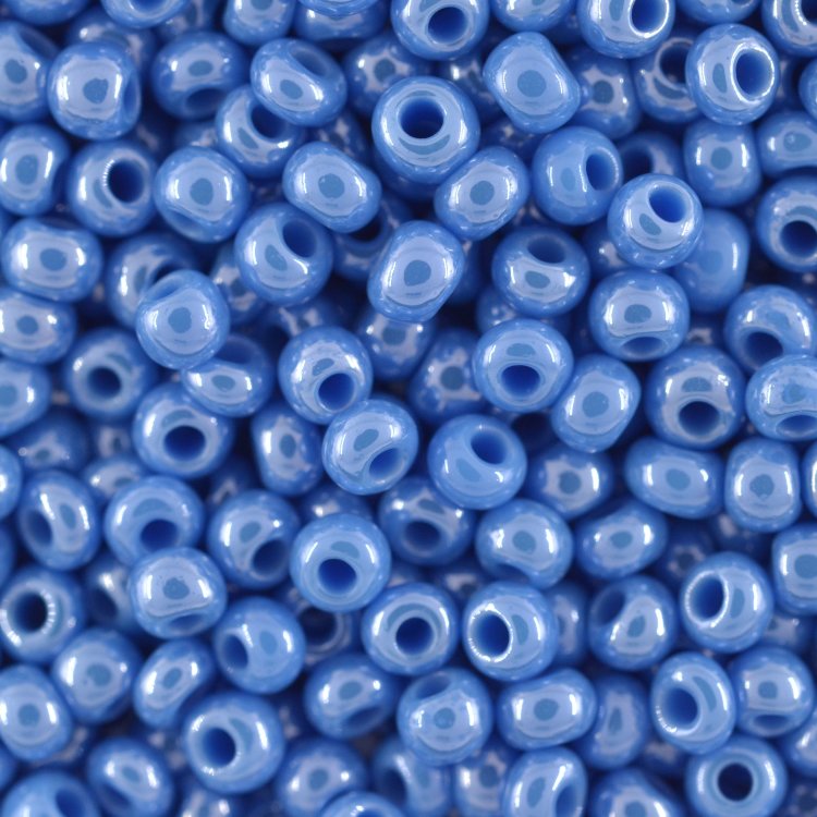 Бисер Чехия, керамический блестящий, голубой, 68080