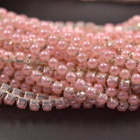 Жемчужная цепочка SS8 (2,4 мм), светло-розовый в серебряном цапе