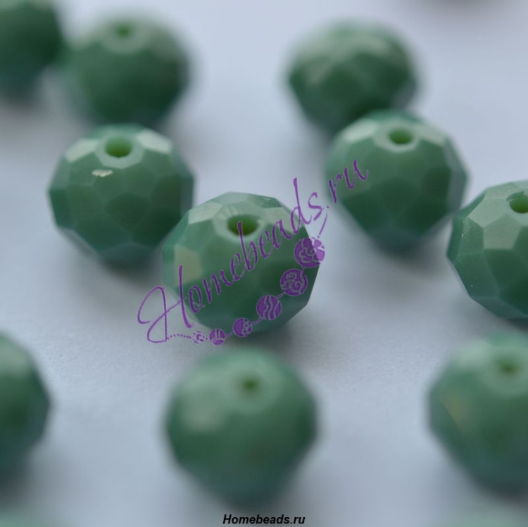 Стеклянные граненые бусины "Рондель" 6*8 мм, керамические, зеленый 
