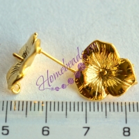Основы для серег-гвоздиков (пусеты) цветок, цвет: золото, 2130231