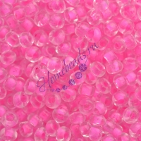 Бисер Glace (А-133), прозрачный с цветной линией, розовый