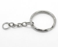 Кольцо для ключей с цепочкой, цвет: серебро