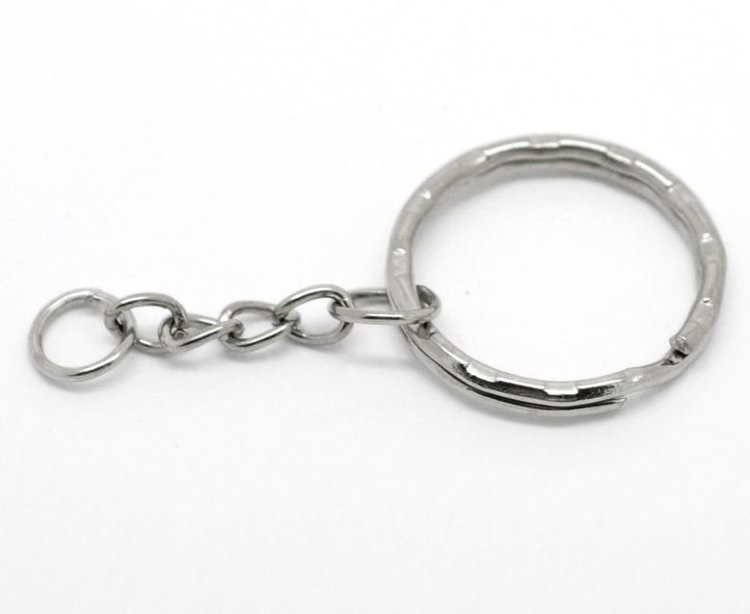 Кольцо для ключей с цепочкой, цвет: серебро